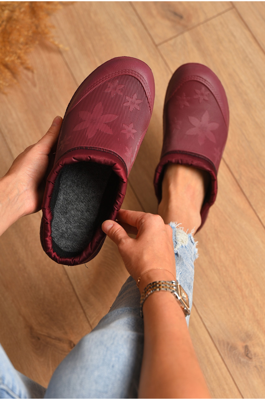 Галоши женские без задника утепленные бордового цвета ГП-24 205048