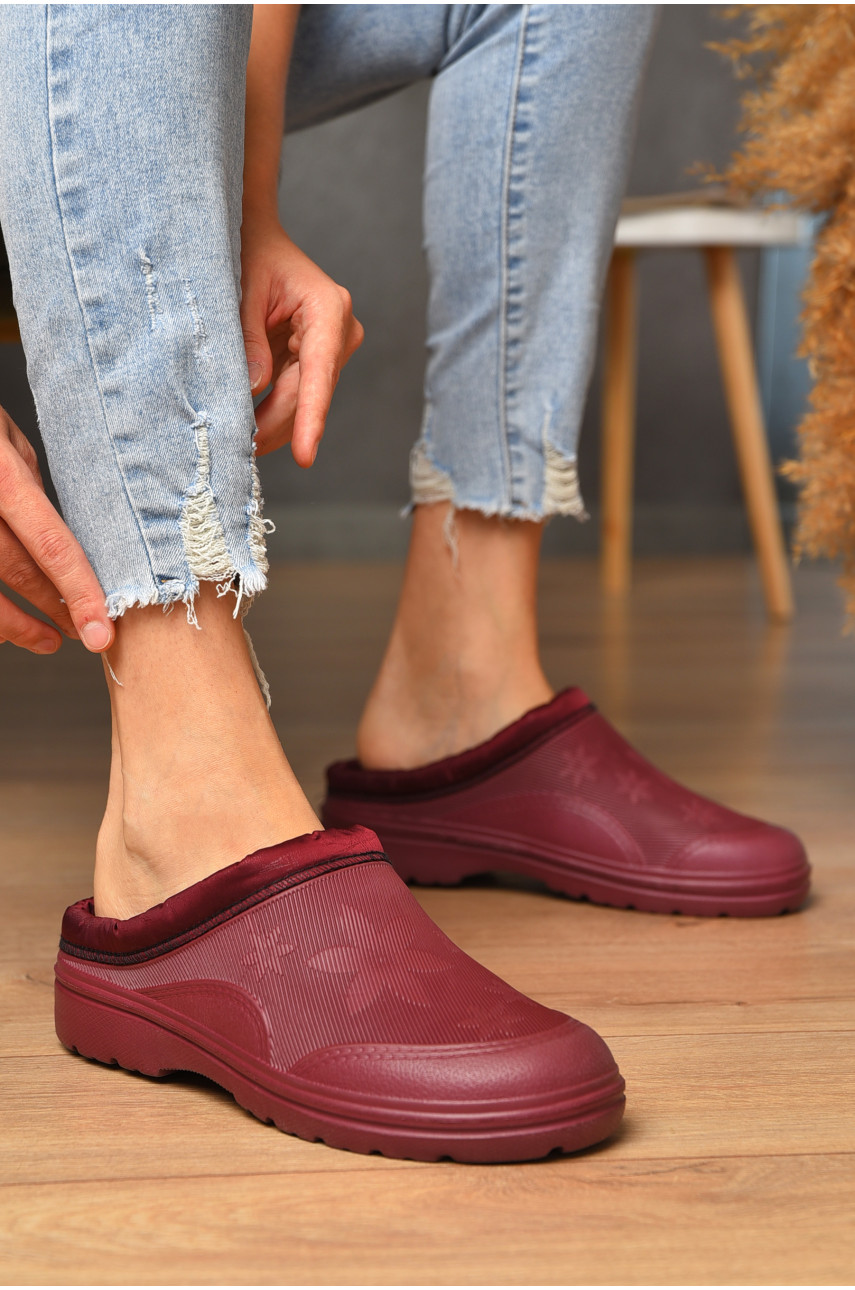 Галоши женские без задника утепленные бордового цвета ГП-24 205048