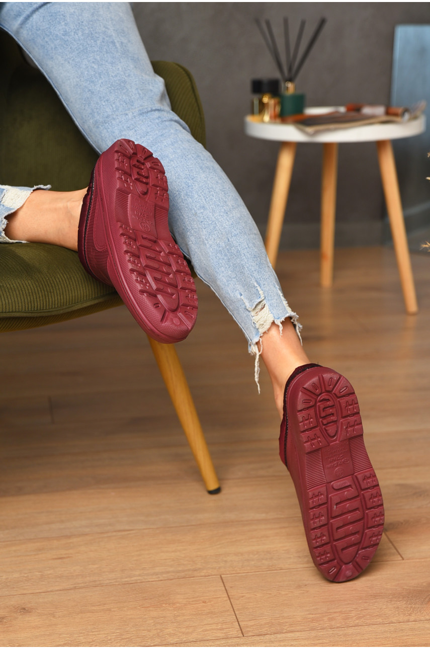 Галоши женские без задника утепленные бордового цвета ГП-24 205048