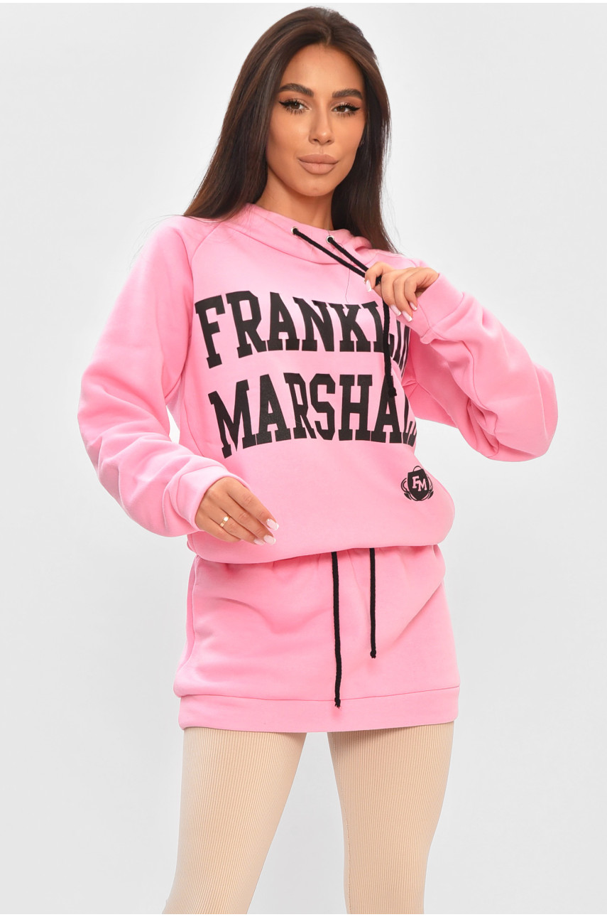 Туника женская на флисе розового цвета с надписью 205054