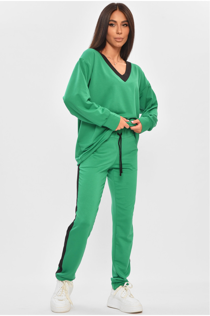 Костюм женский однотонный зеленого цвета 409 205083