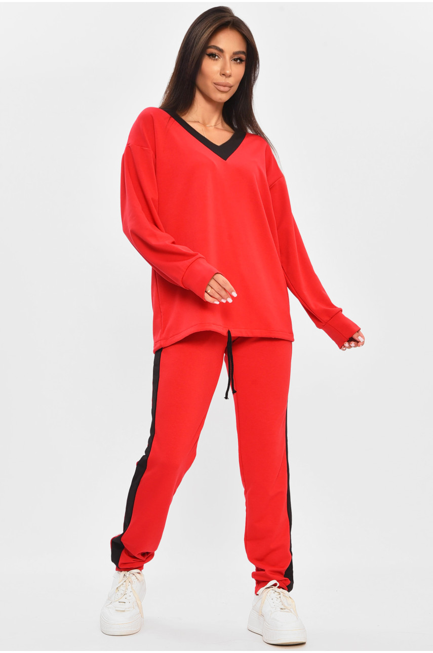 Костюм женский однотонный красного цвета 409 205088