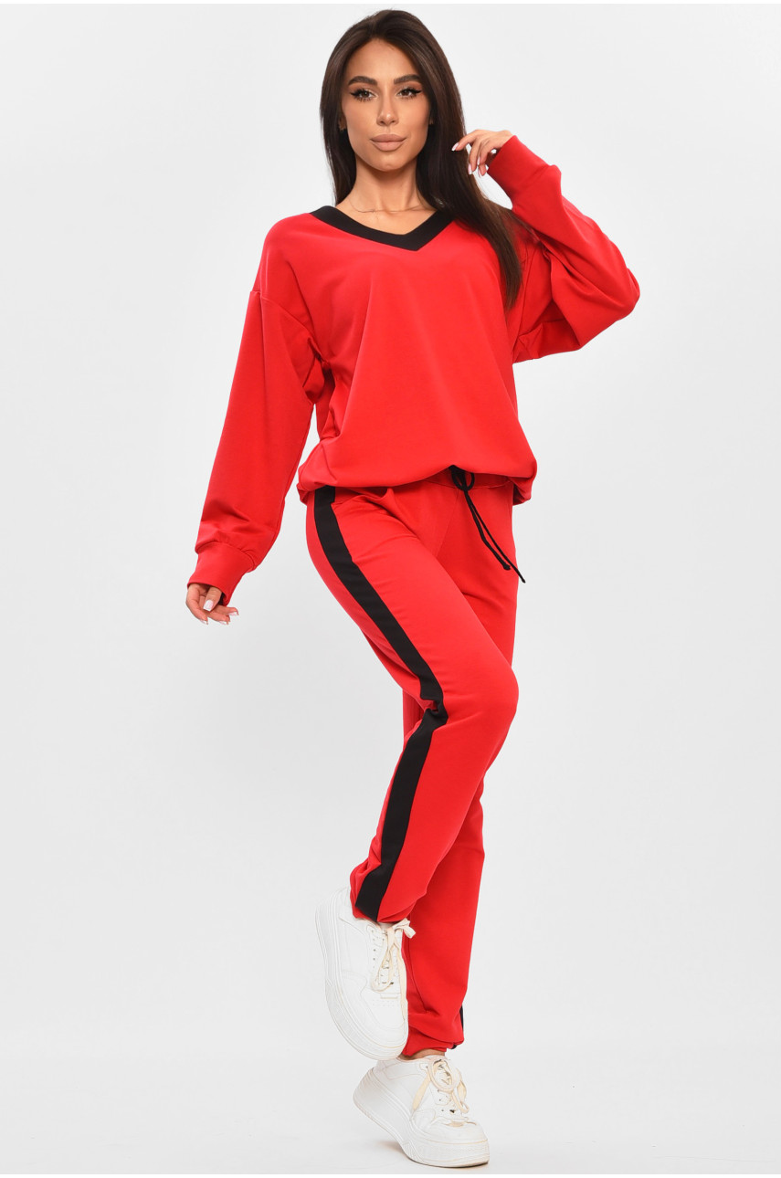 Костюм женский однотонный красного цвета 409 205088