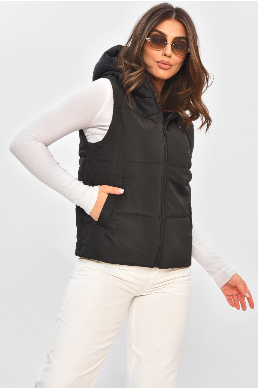 Жилетка женская демисезонная черного цвета 8872 205095 Жилетка женская демисезонная черного цвета 8872 205095