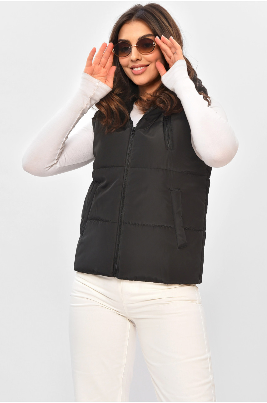 Жилетка женская демисезонная черного цвета 8872 205095 Жилетка женская демисезонная черного цвета 8872 205095