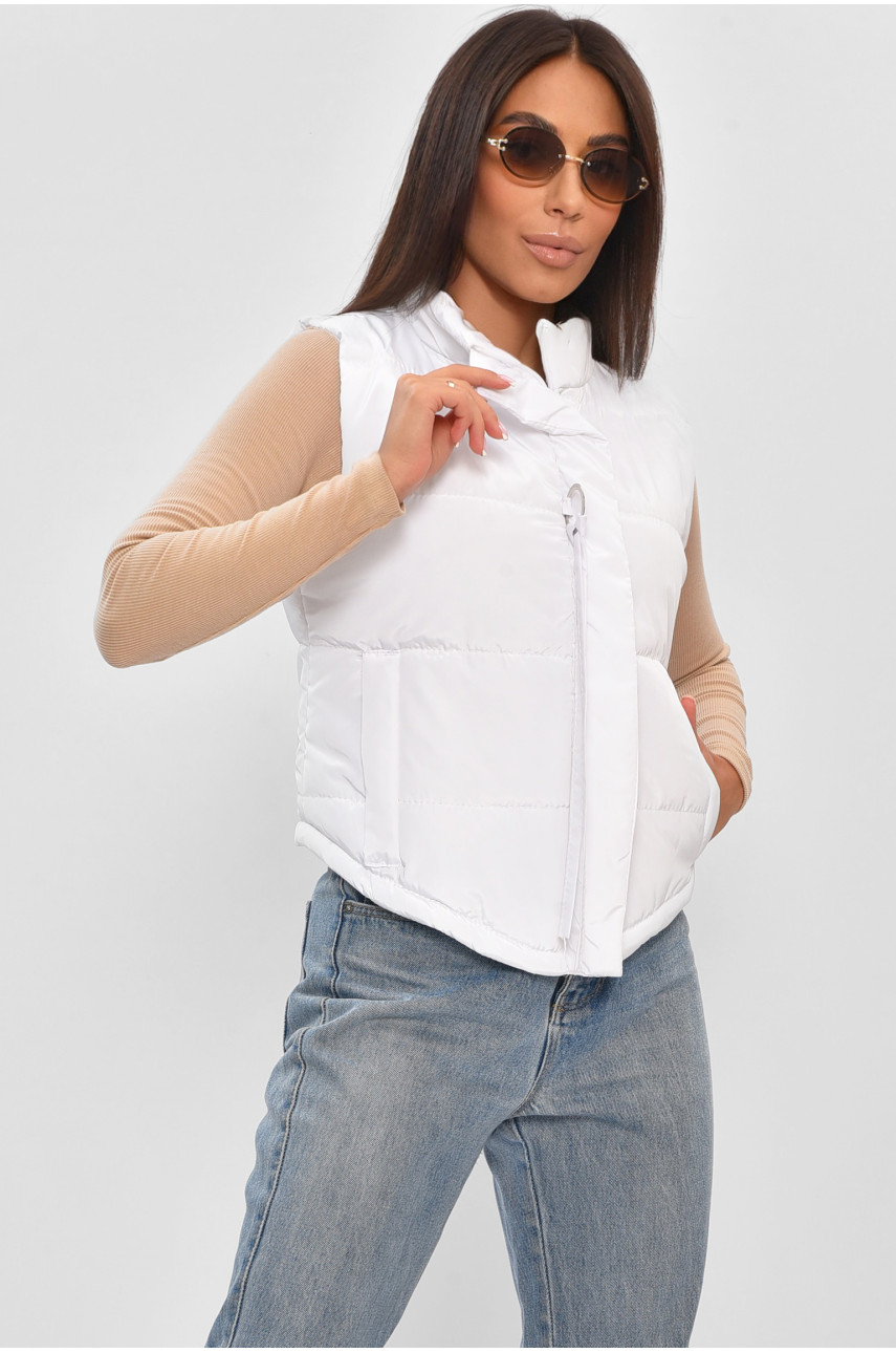 Жилетка женская демисезонная белого цвета 8828 205103 Жилетка женская демисезонная белого цвета 8828 205103
