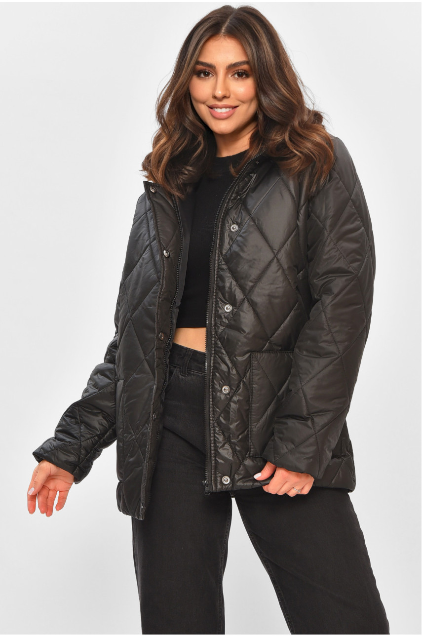 Куртка жіноча демісезонна чорного кольору 8870 205108 Куртка жіноча демісезонна чорного кольору 8870 205108
