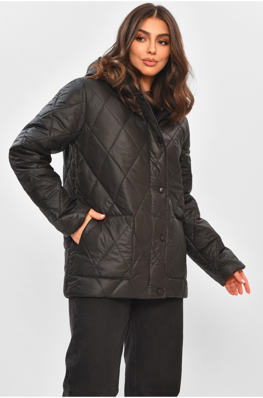 Куртка жіноча демісезонна чорного кольору 8870 205108 Куртка жіноча демісезонна чорного кольору 8870 205108