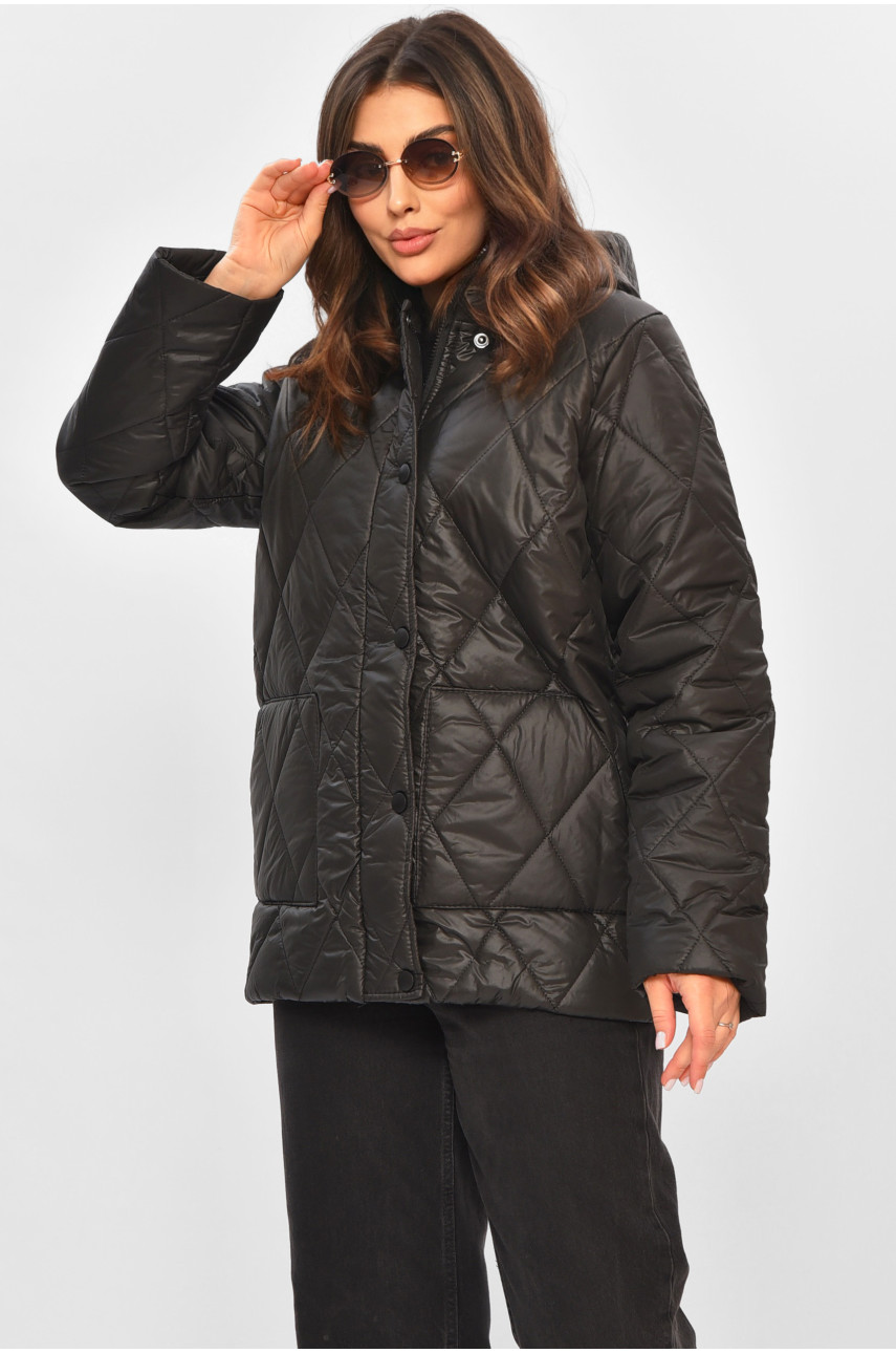 Куртка жіноча демісезонна чорного кольору 8870 205109 Куртка жіноча демісезонна чорного кольору 8870 205109