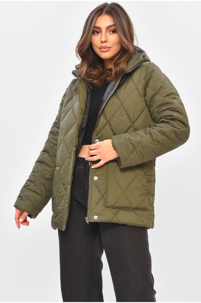 Куртка жіноча демісезонна кольору хакі 8870 205111 Куртка жіноча демісезонна кольору хакі 8870 205111