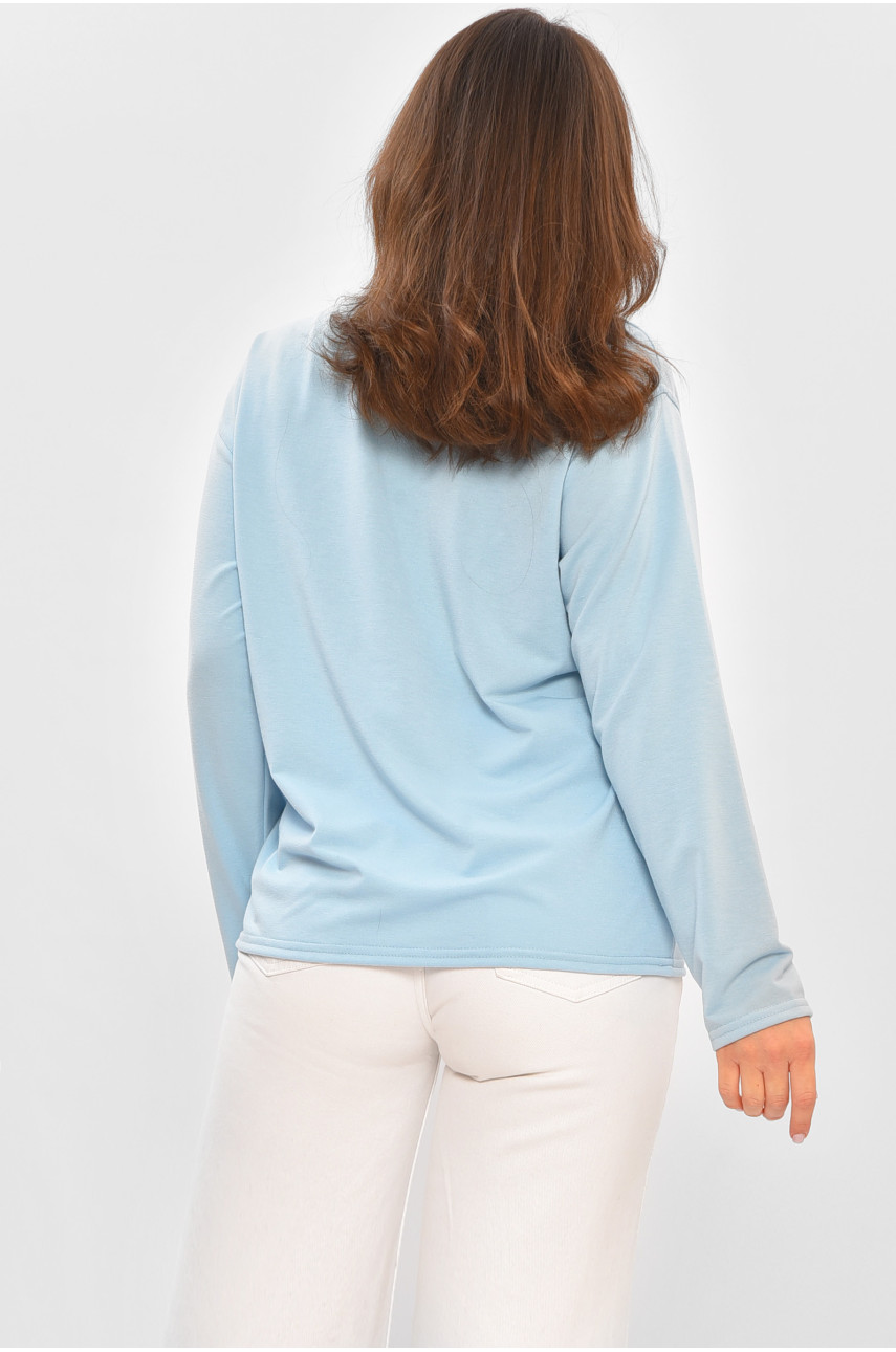 Кофта жіноча однотонна блакитного кольору з принтом 9038 205122