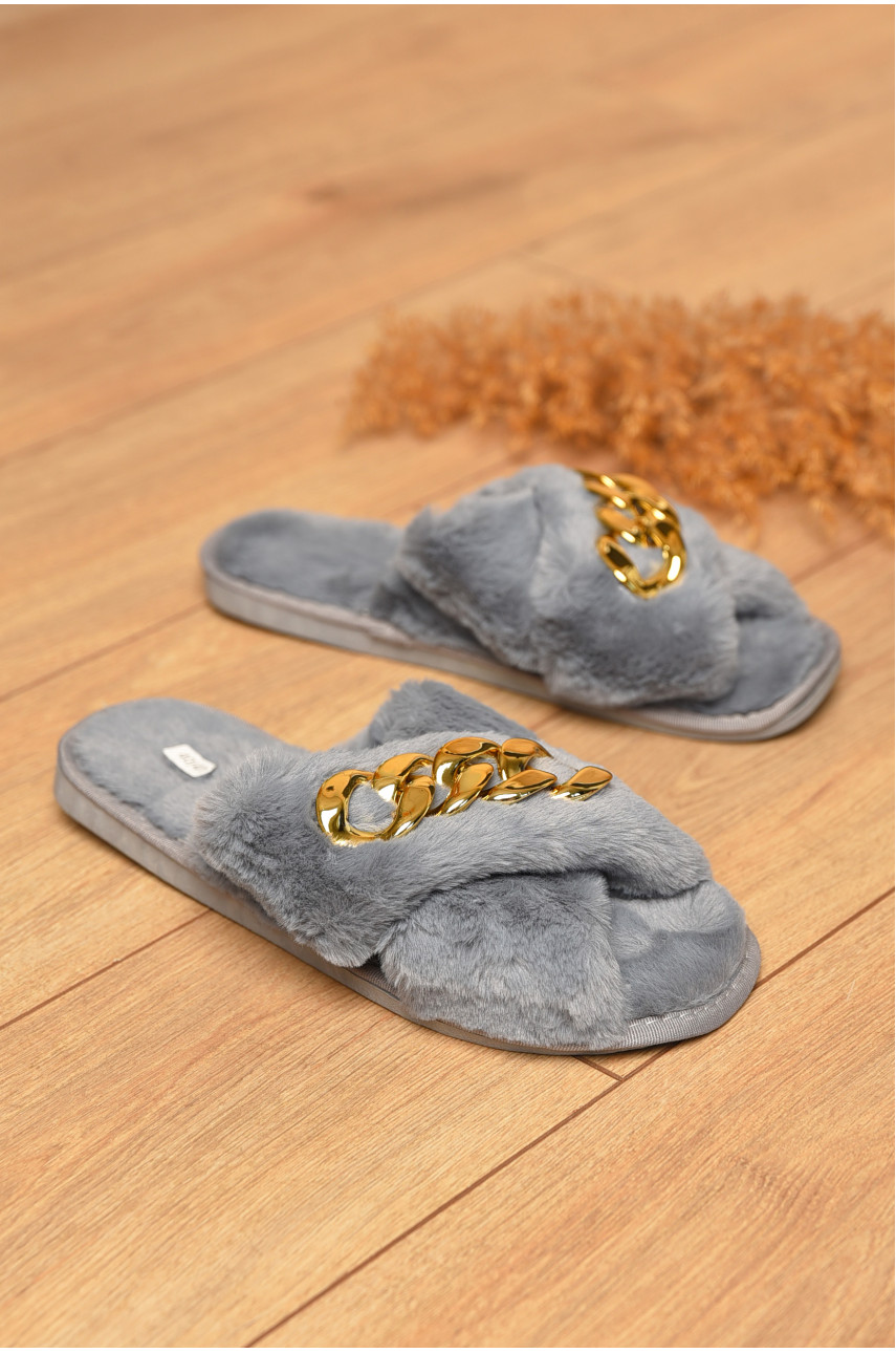 Капці домашні жіночі хутряні сірого кольору 1036 205141