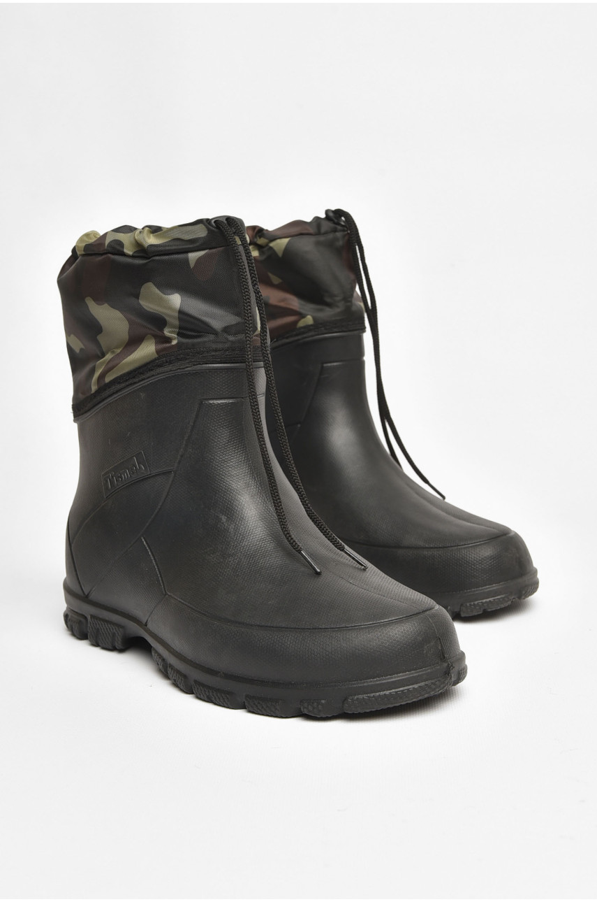 Полусапоги мужские пена со съемным носком черного цвета вставка 205151