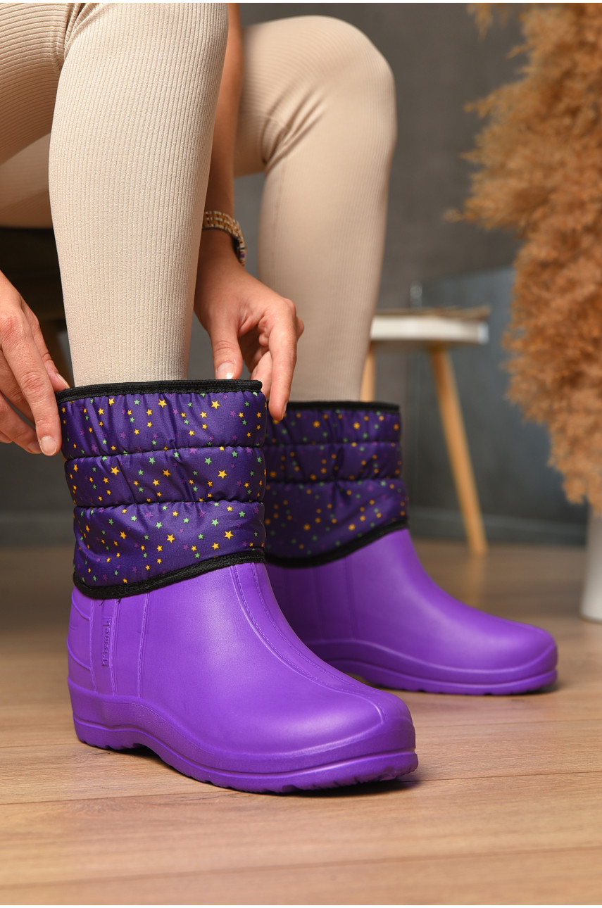 Дутики женские на меху фиолетового цвета 205153