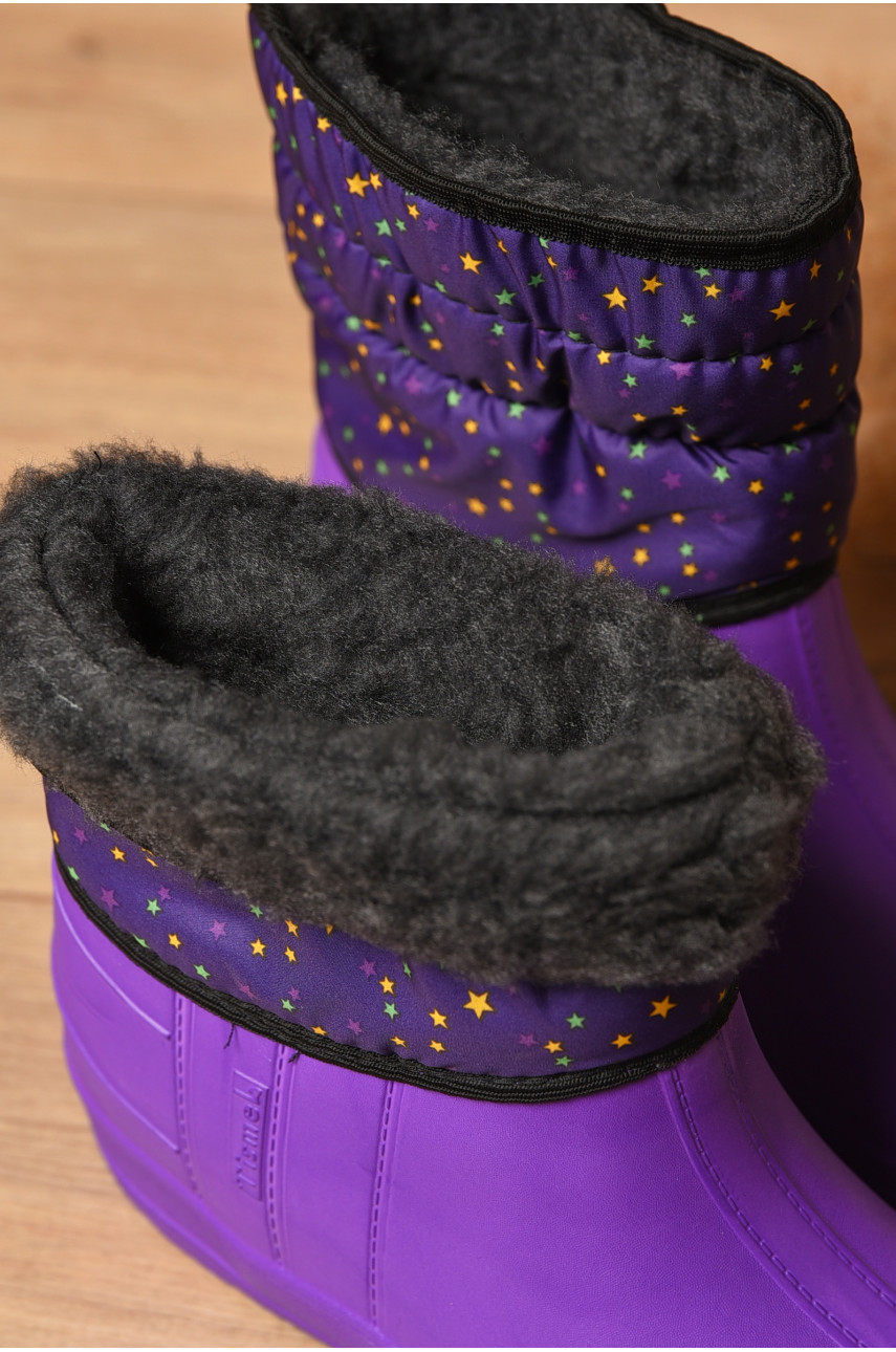 Дутики женские на меху фиолетового цвета 205153