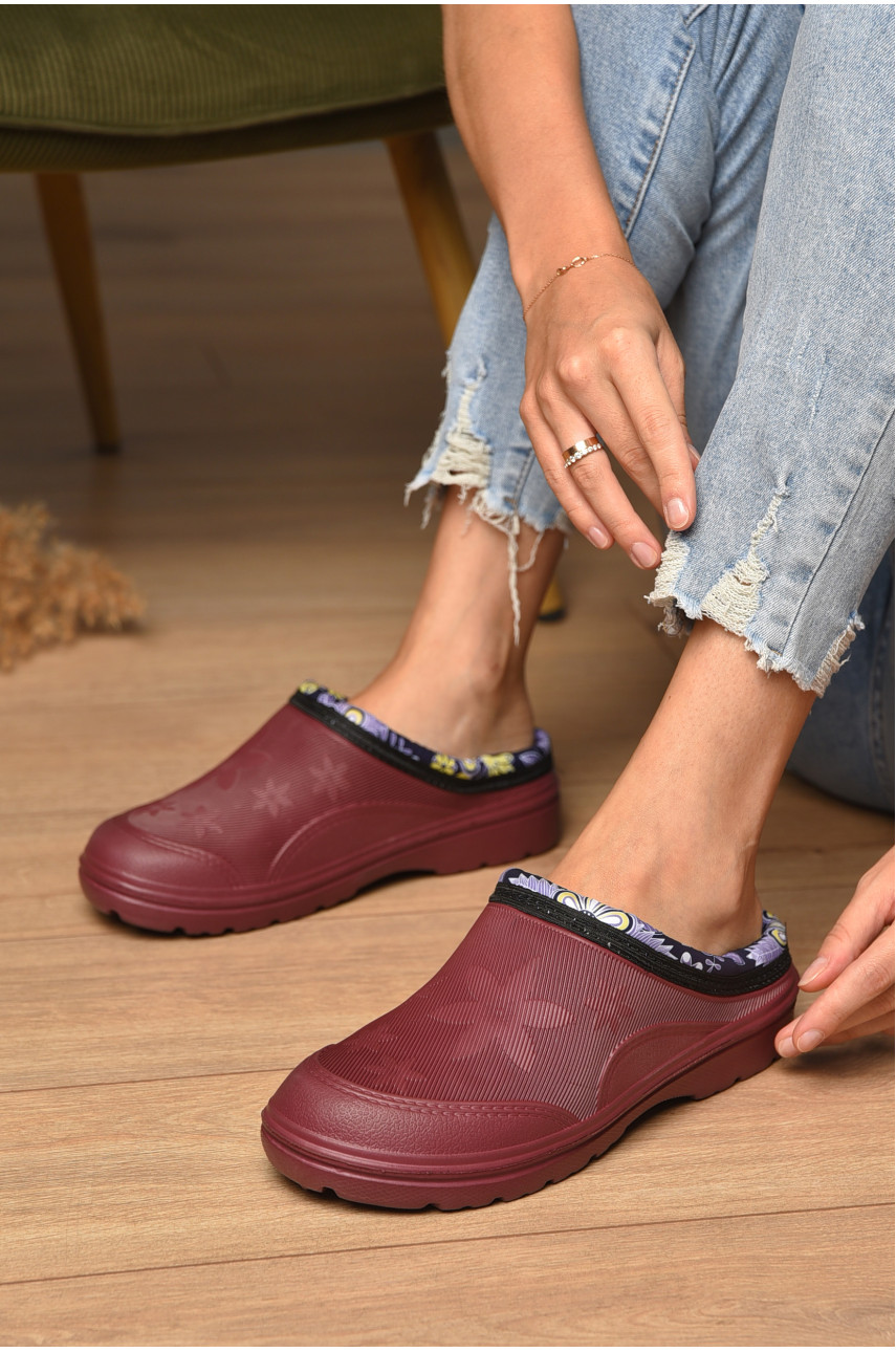 Галоши женские без задника утепленные бордового цвета ГП-24 205164