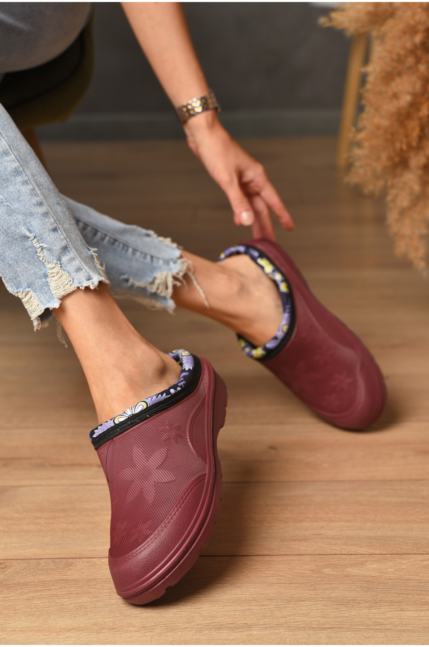 Галоши женские без задника утепленные бордового цвета ГП-24 205164