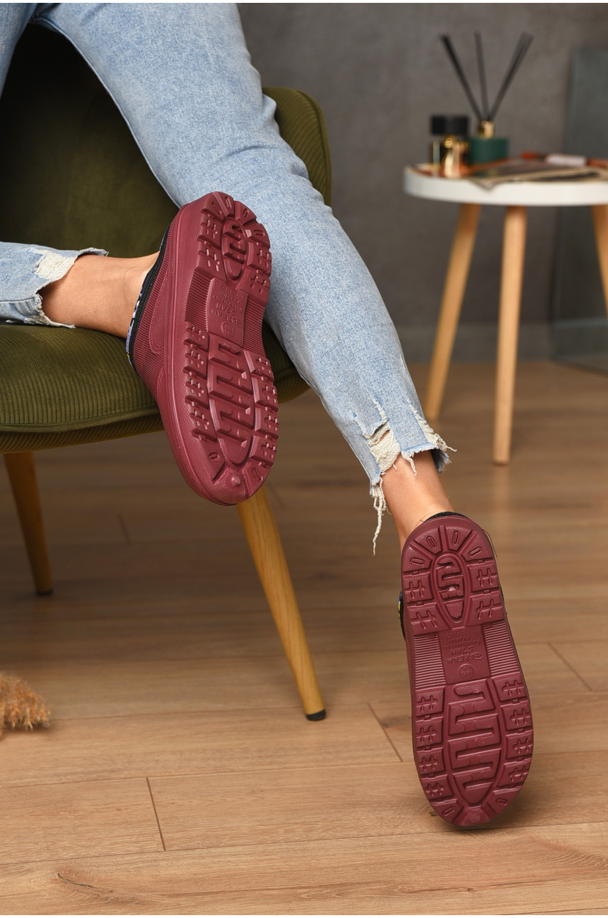 Галоши женские без задника утепленные бордового цвета ГП-24 205164