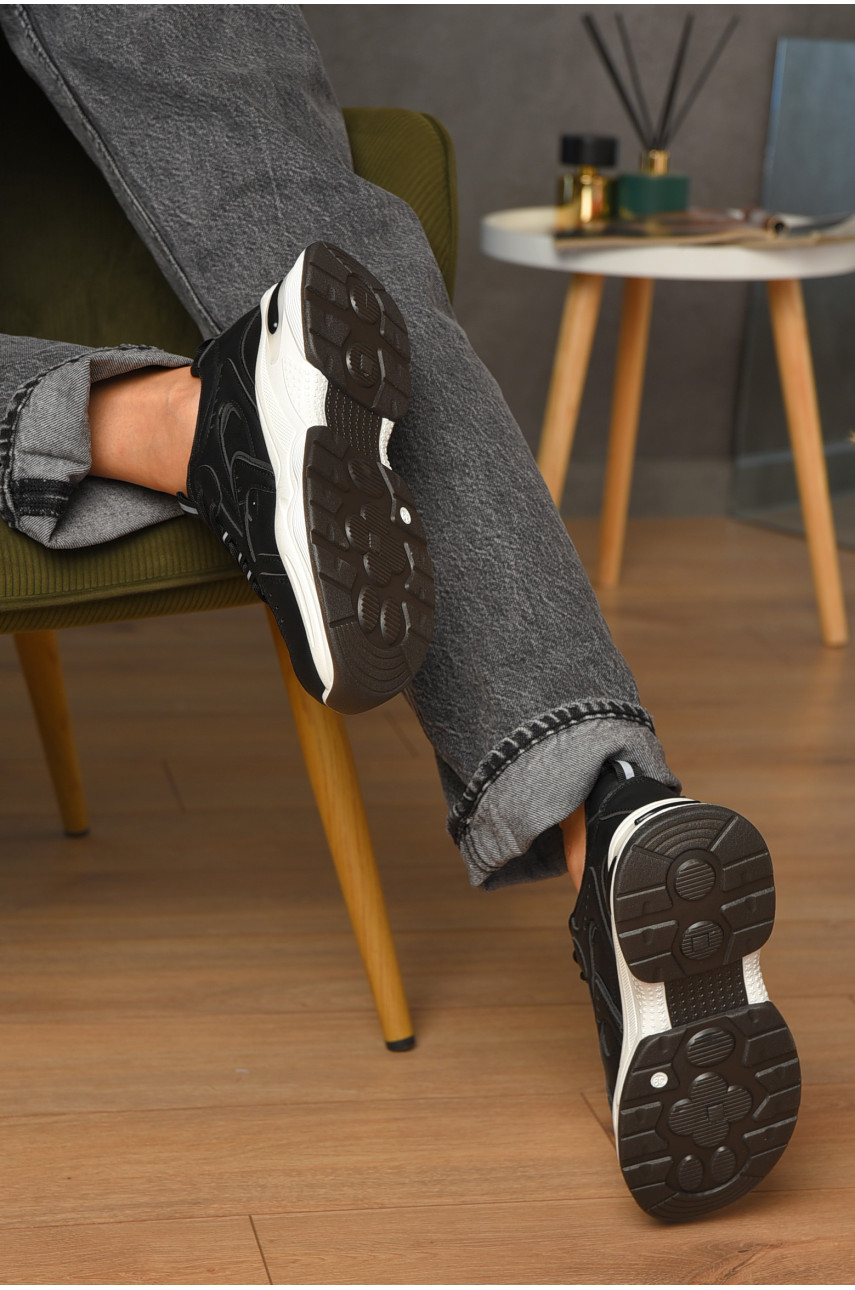 Кроссовки женские черного цвета на шнуровке 1813-1 205168