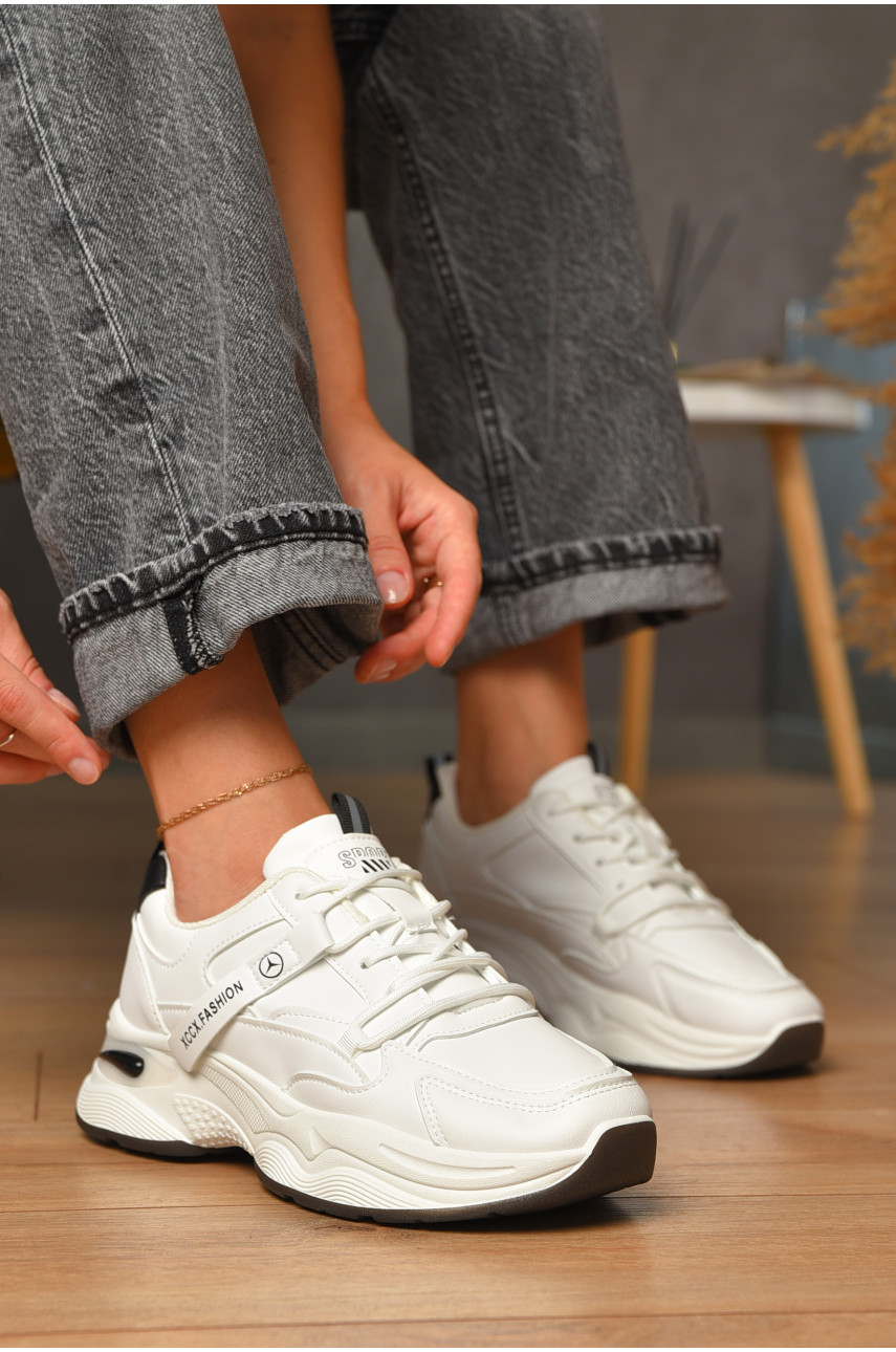 Кроссовки женские белого цвета на шнуровке 1812-1 205170