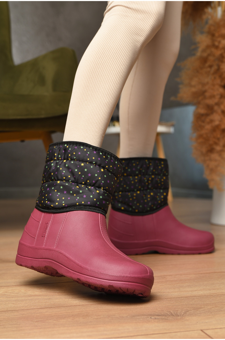 Дутики женские на меху бордового цвета 205178