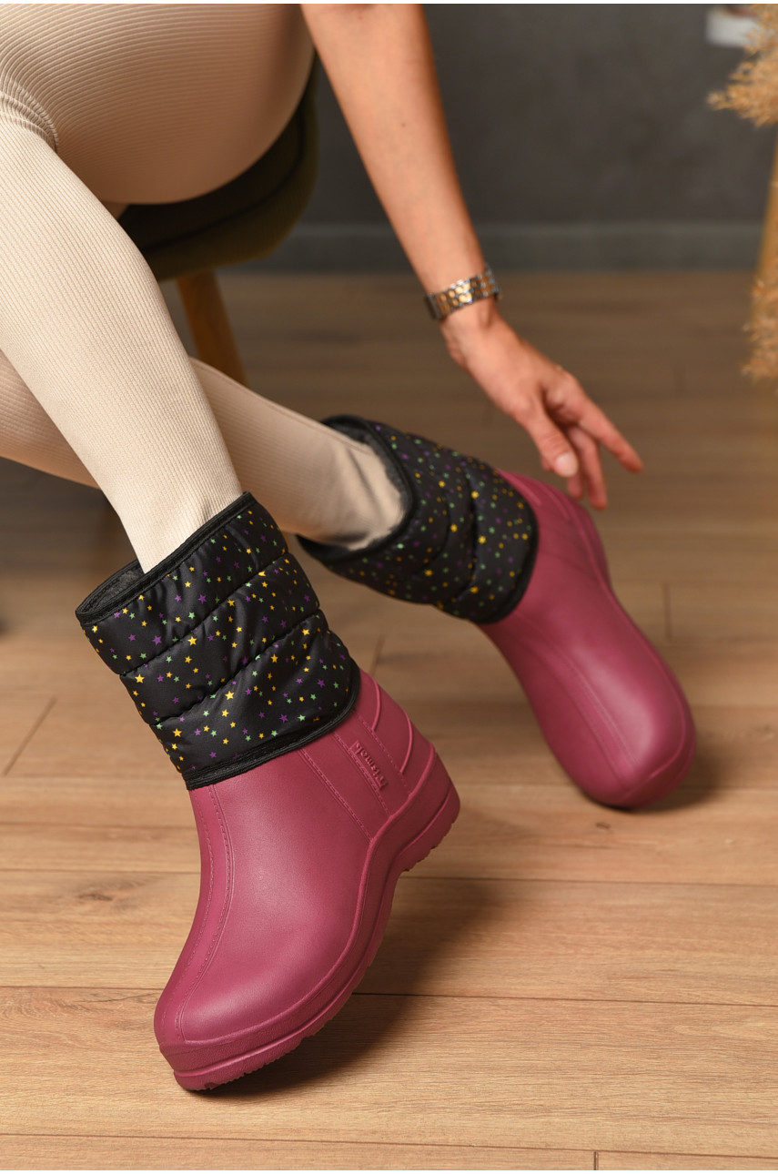 Дутики женские на меху бордового цвета 205178