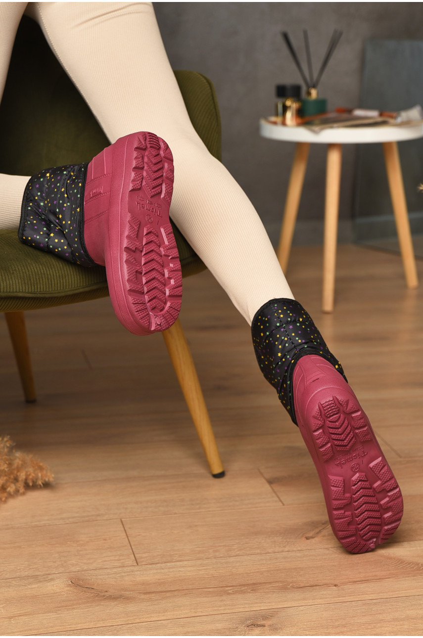 Дутики женские на меху бордового цвета 205178