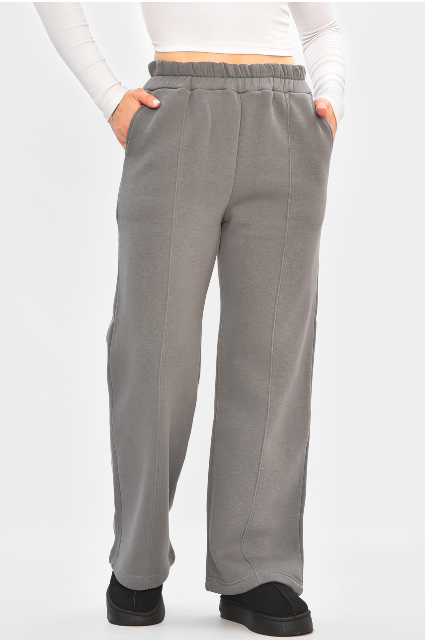 Штани жіночі на флісі сірого кольору 355 205179