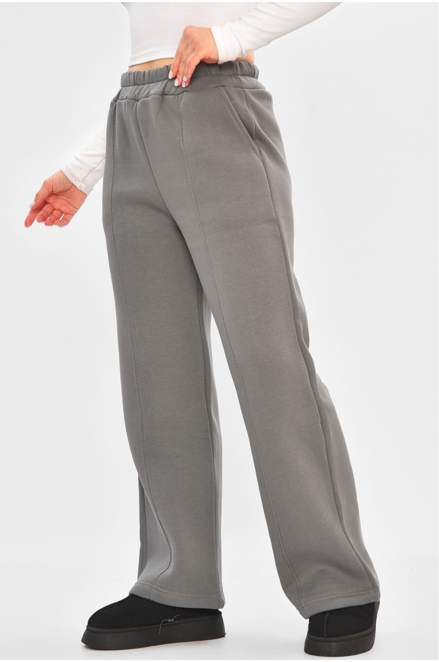 Штани жіночі на флісі сірого кольору 355 205179