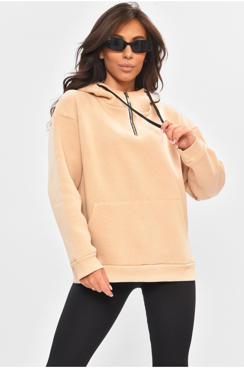 Худи женское на флисе светло-бежевого цвета 354 205190