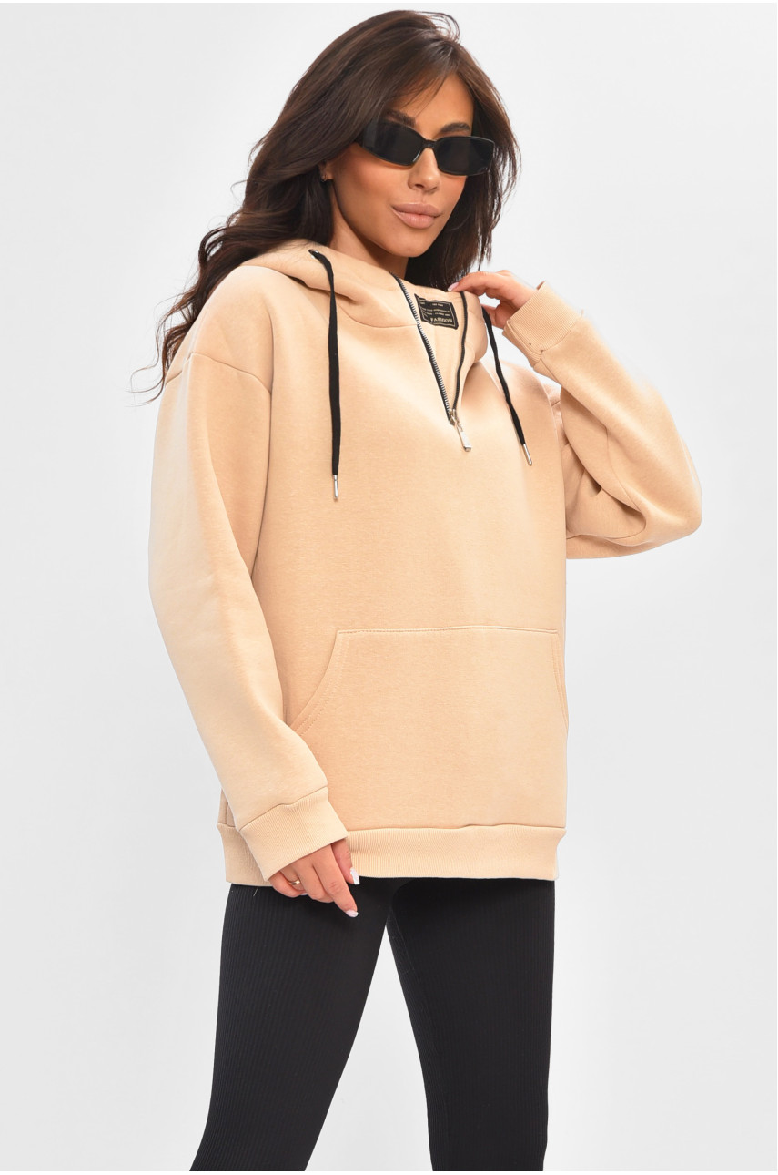 Худи женское на флисе светло-бежевого цвета 354 205190