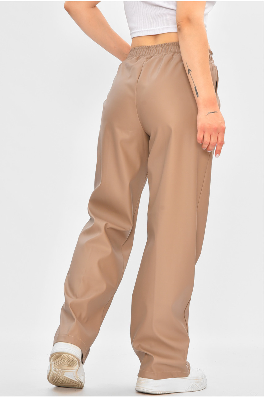 Штаны женские с эко кожи цвета мокко 361 205191