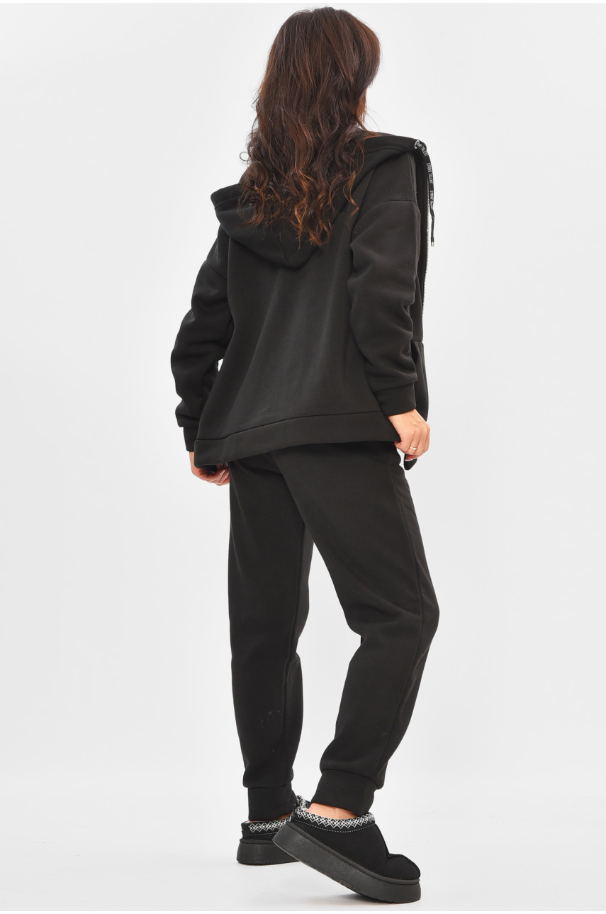 Спортивный костюм женский на флисе черного цвета 352 205194
