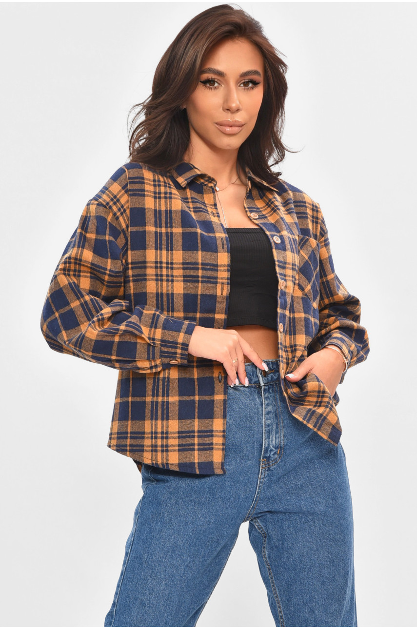 Сорочка жіноча темно-синього кольору в клітинку 701 205207