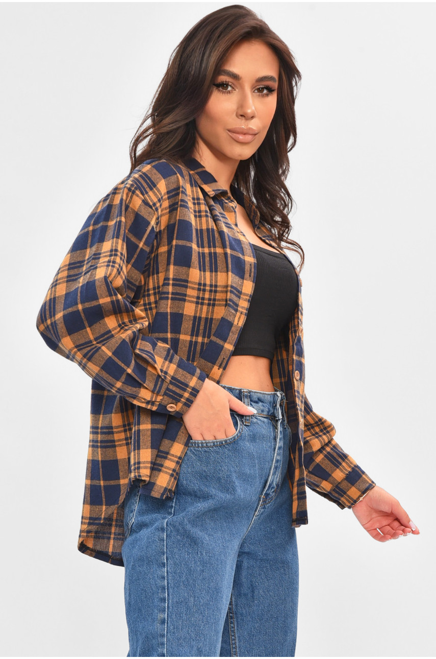 Сорочка жіноча темно-синього кольору в клітинку 701 205207