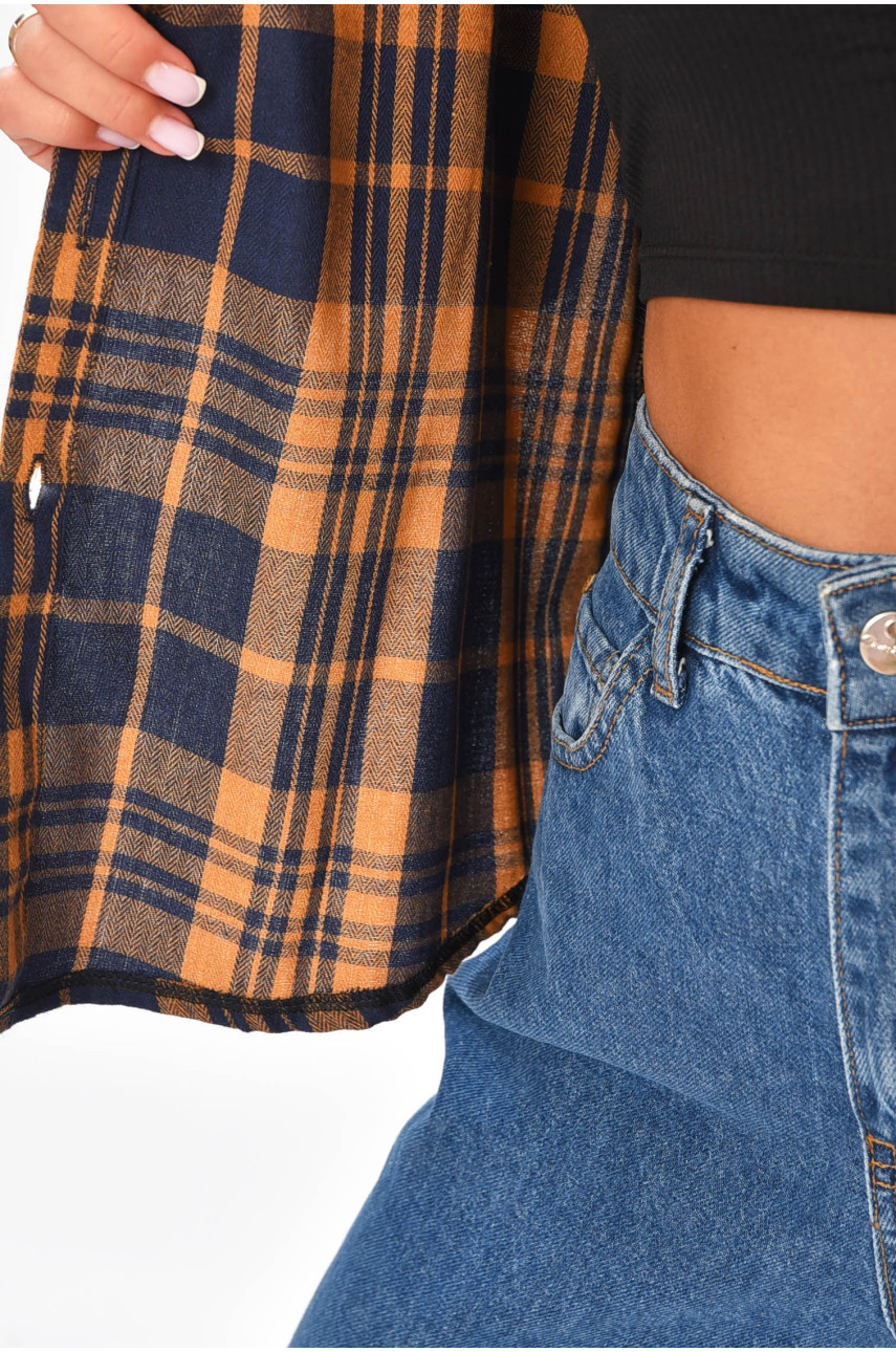 Сорочка жіноча темно-синього кольору в клітинку 701 205207