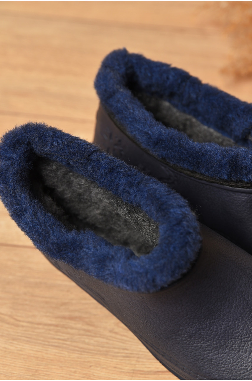 Галоши женские на меху синього цвета сніжинка 205210