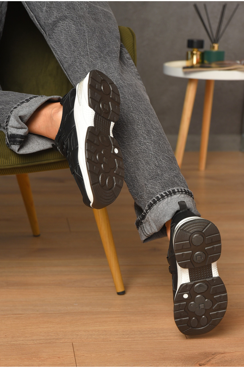 Кроссовки женские черного цвета на шнуровке 1818-1 205228