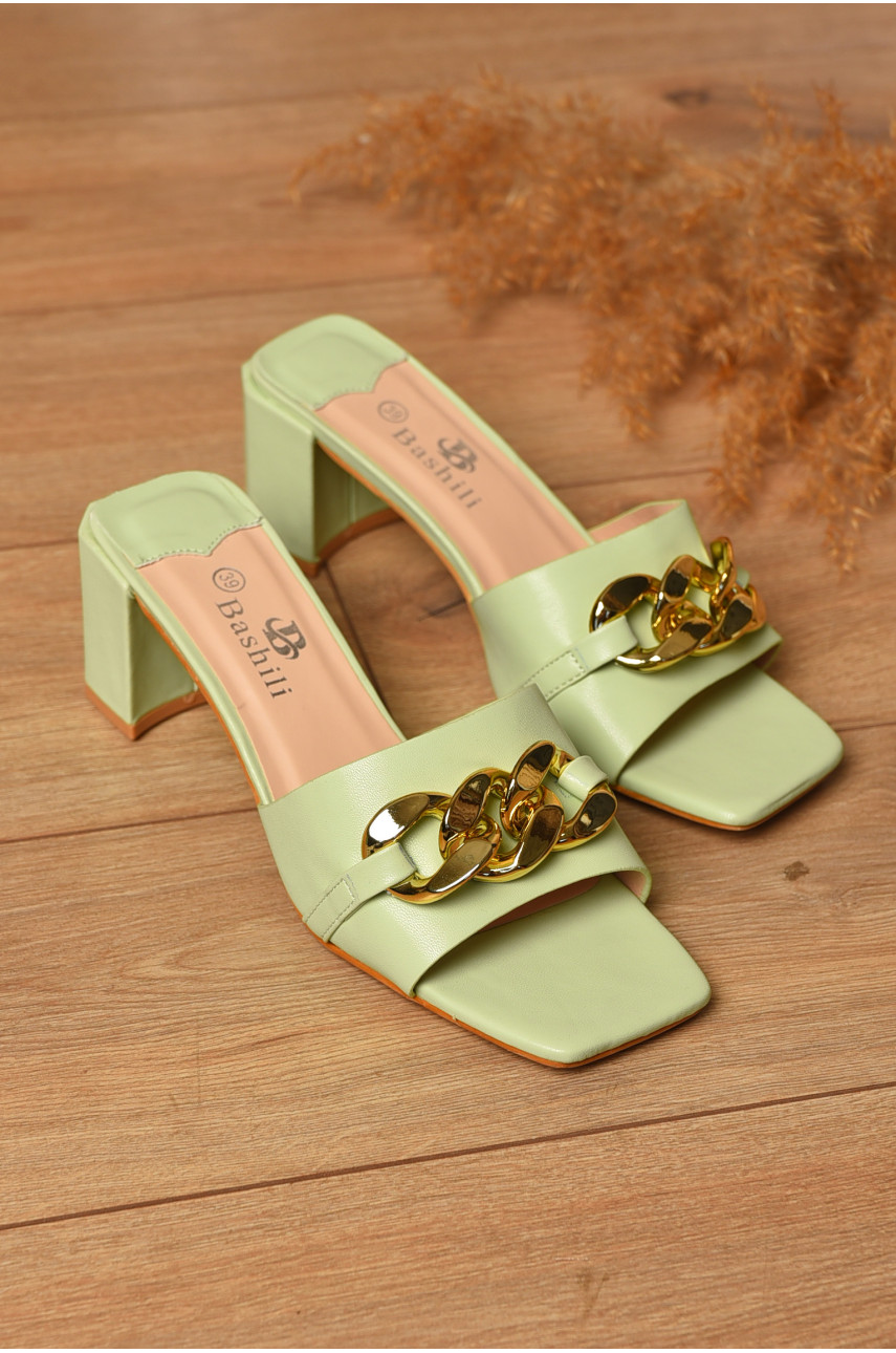 Шлепки женские мятного цвета 7-7 205233