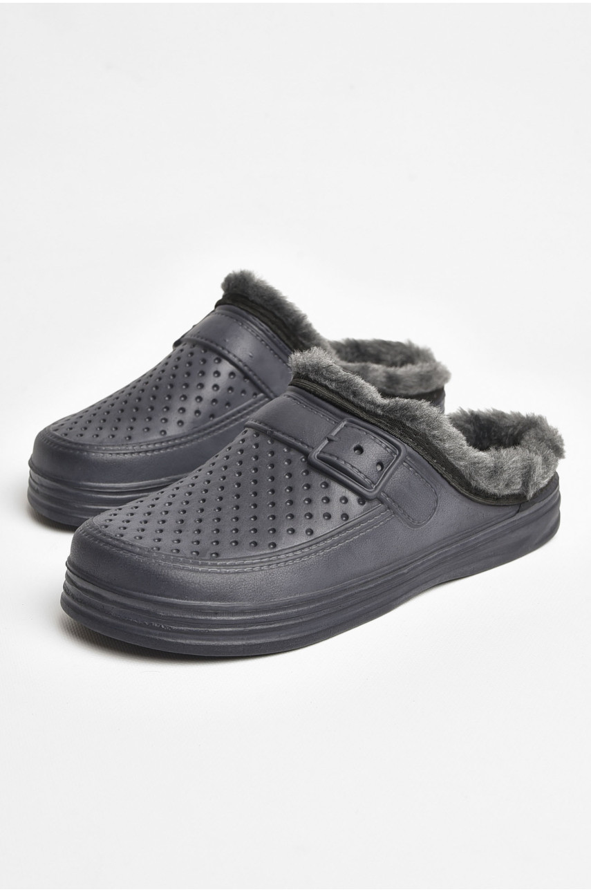 Сабо мужские на меху темно-синего цвета 205246