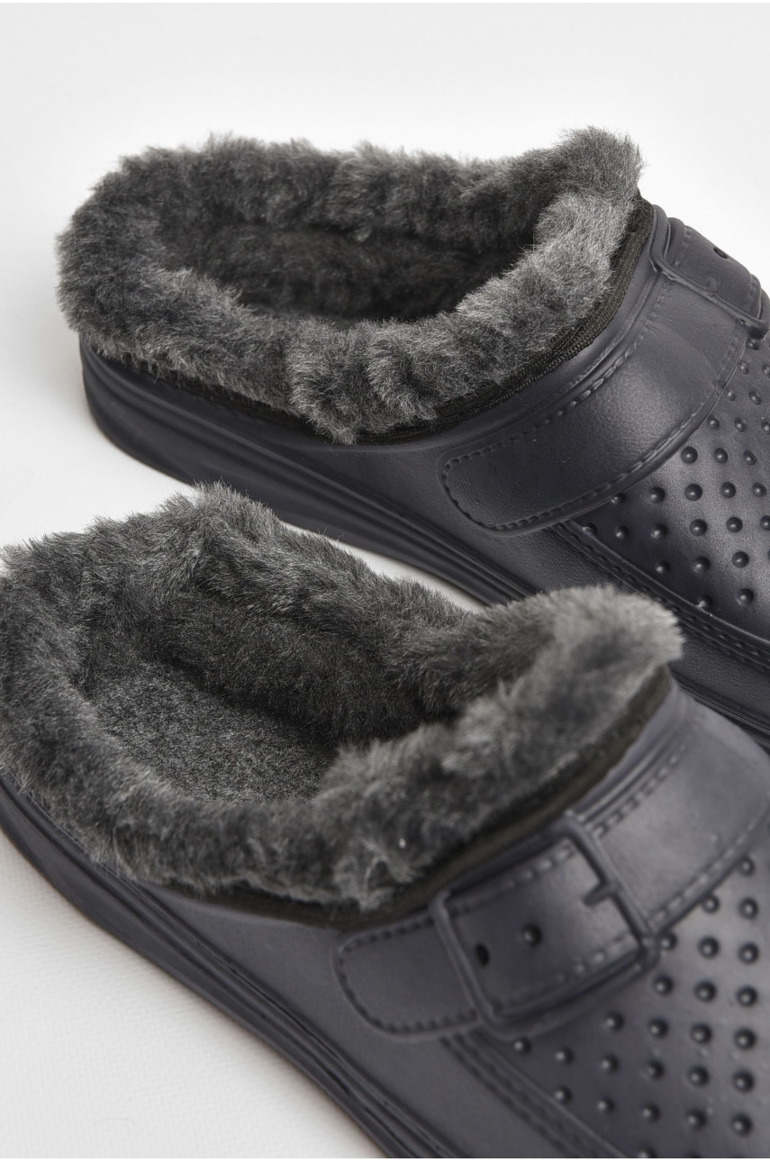 Сабо мужские на меху темно-синего цвета 205246