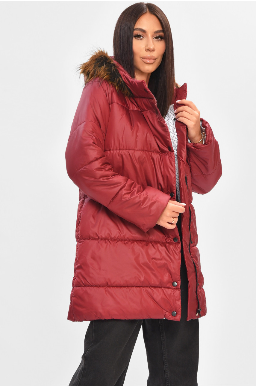 Куртка жіноча демісезонна бордового кольору 205265