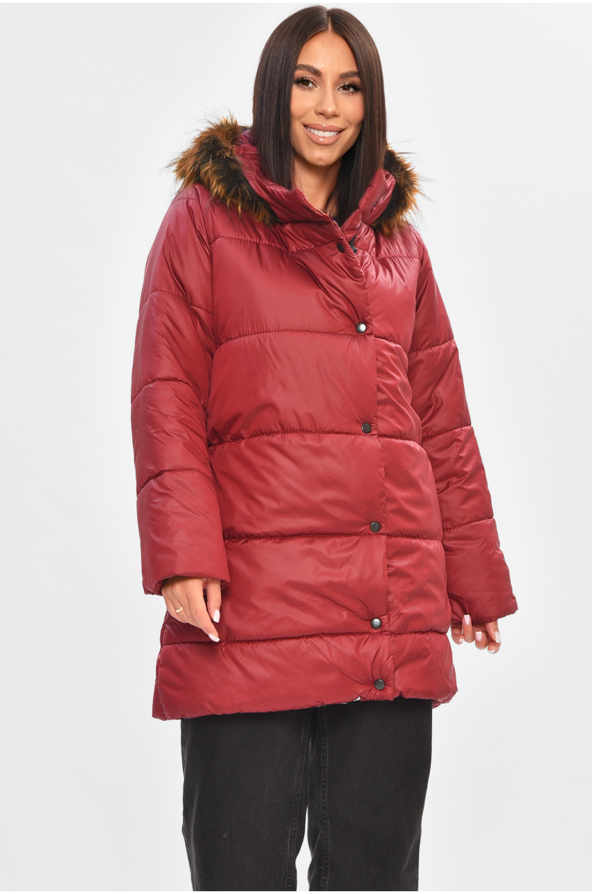 Куртка жіноча демісезонна бордового кольору 205265