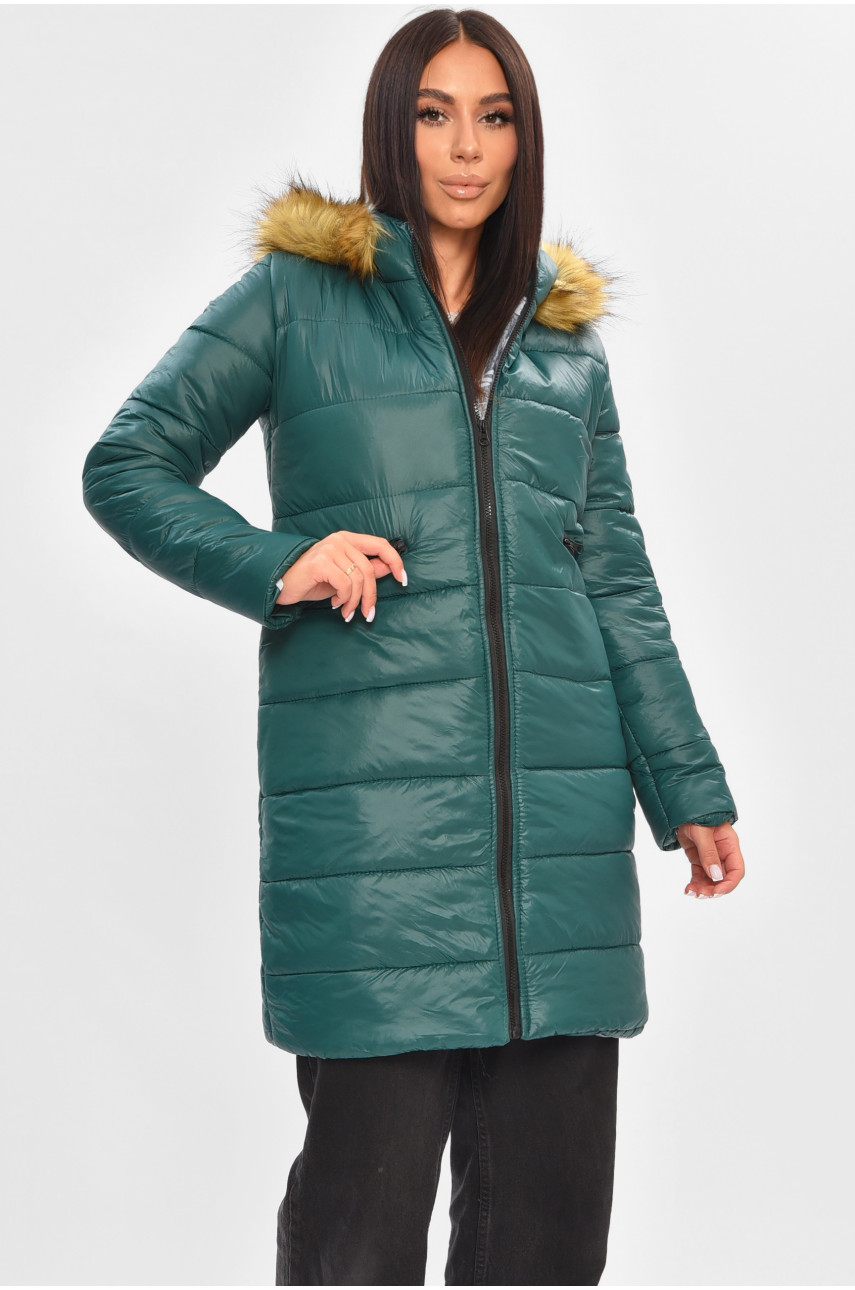 Куртка жіноча демісезонна темно-зеленого кольору 205278