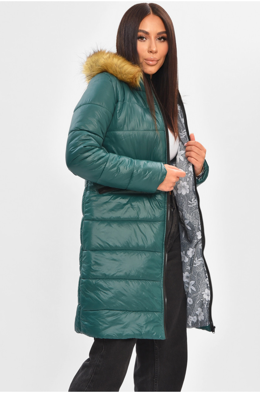Куртка жіноча демісезонна темно-зеленого кольору 205278