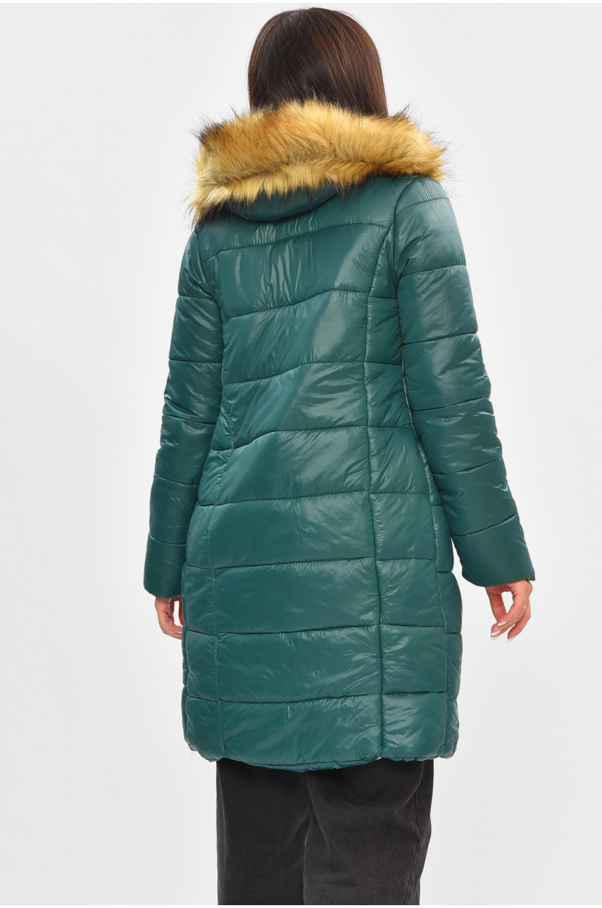 Куртка жіноча демісезонна темно-зеленого кольору 205278