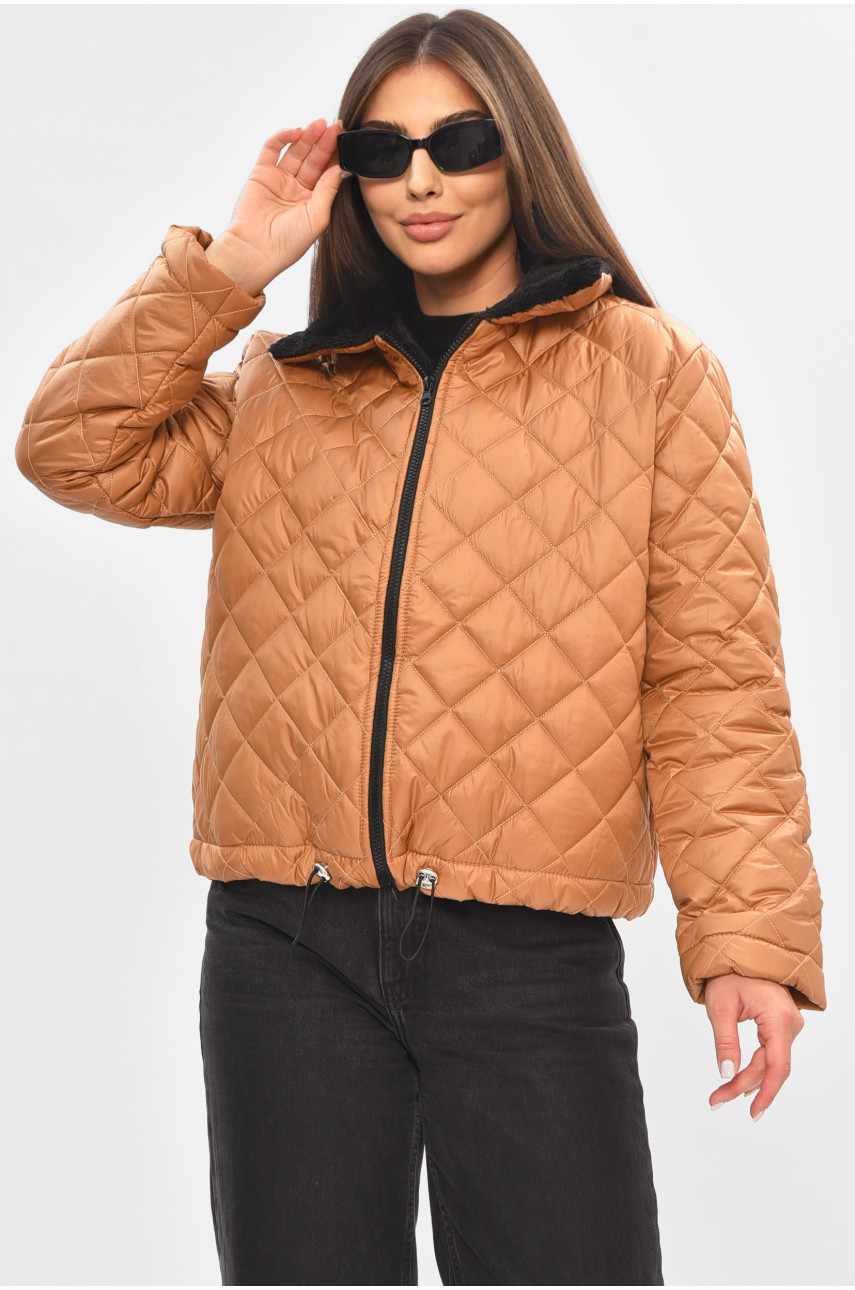 Куртка жіноча демісезонна коричневого кольору 9191 205282
