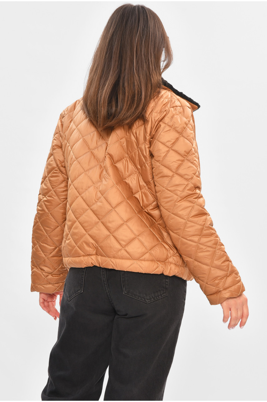 Куртка жіноча демісезонна коричневого кольору 9191 205282