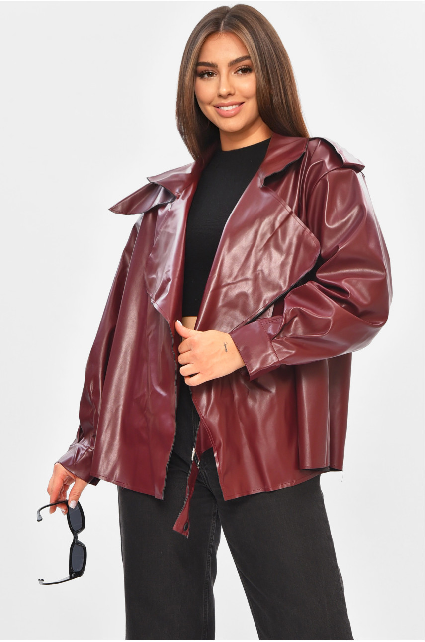 Жіноча куртка з еко шкіри бордового кольору 9316 205286