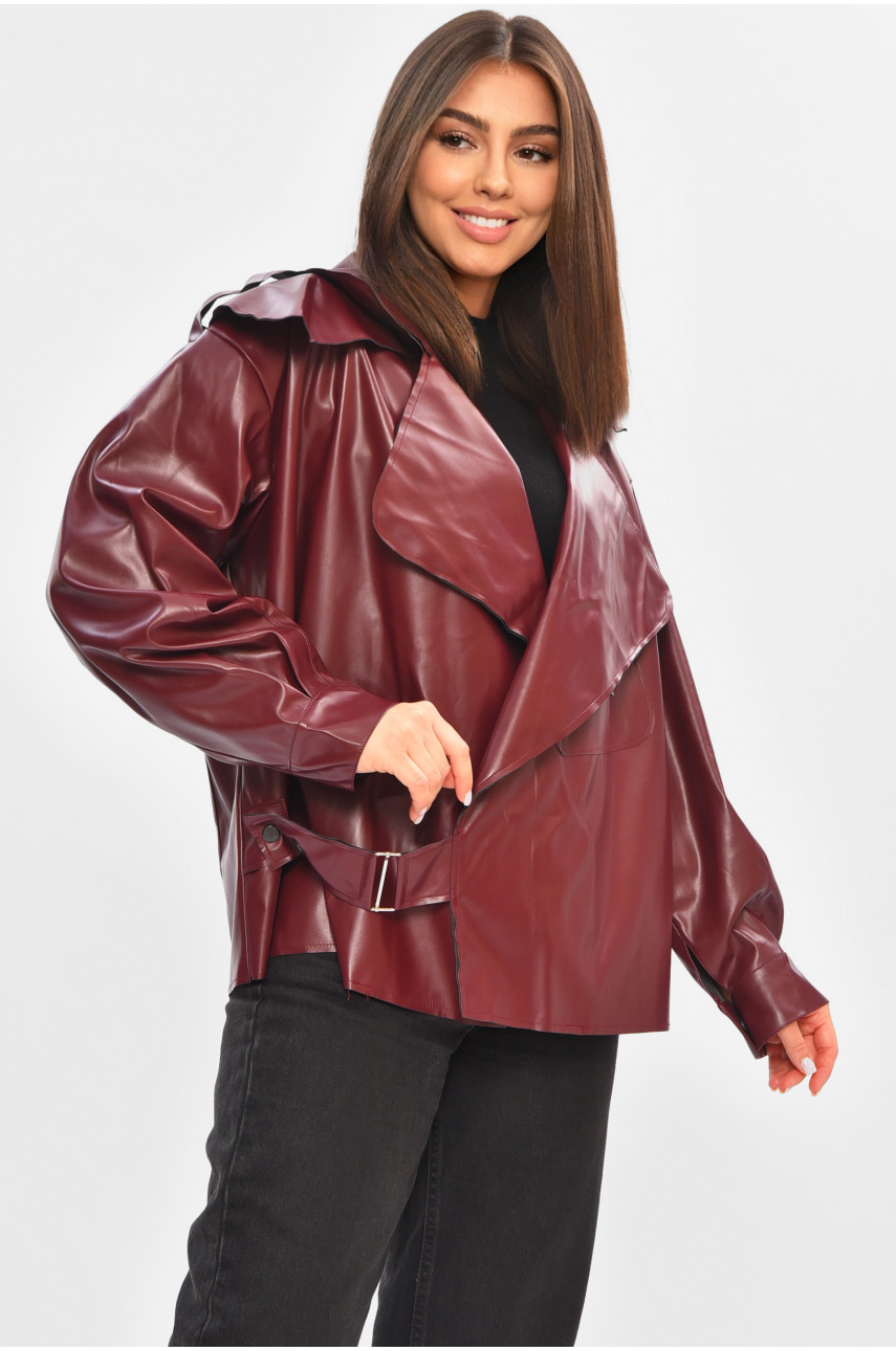Жіноча куртка з еко шкіри бордового кольору 9316 205286